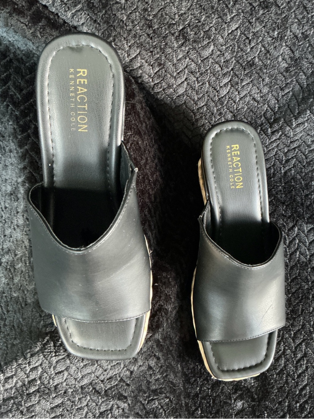 Kenneth Cole Reaction Black Slide Platform Espadrilles - Picture 2 of 9